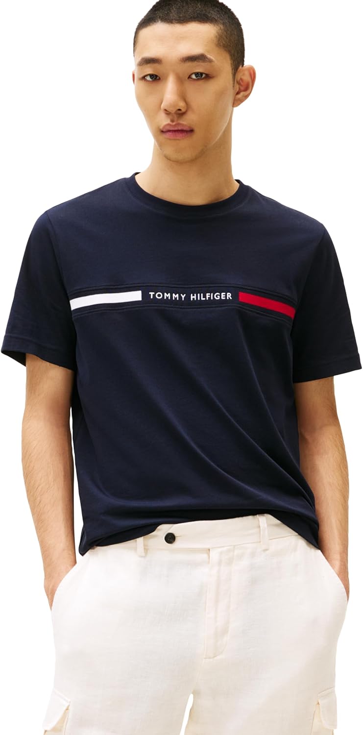 

Мужские хлопковые футболки Tommy Hilfiger с коротким рукавом и фирменным логотипом в полоску, также доступны в размерах для больших и высоких женщин., Desert Sky, Коричневый, Мужские хлопковые футболки Tommy Hilfiger с коротким рукавом и фирменным логотип
