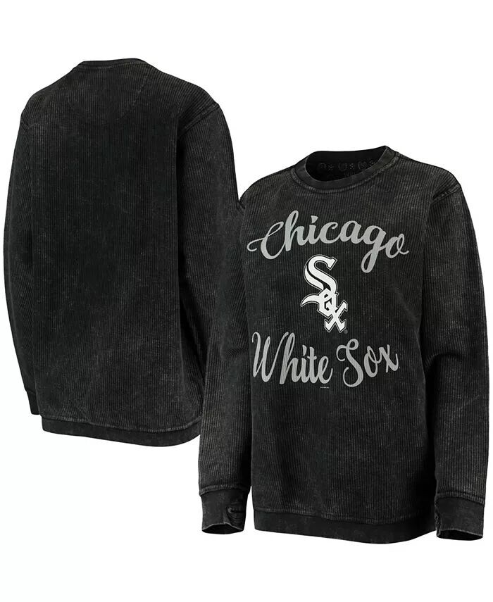 

Черный женский удобный вельветовый пуловер с надписью Chicago White Sox Script G-Iii 4Her By Carl Banks