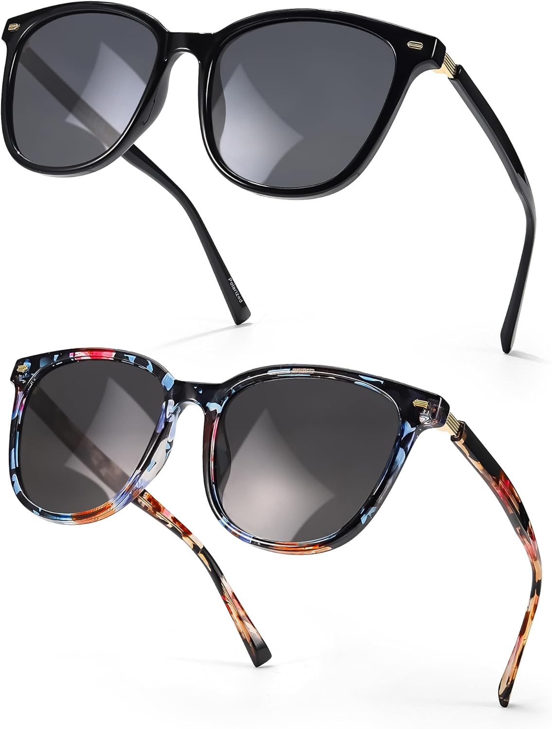 

Солнцезащитные очки SIPHEW увеличенного квадратного размера для женщин | Легкие модные солнцезащитные очки со 100% защитой от УФ-излучения UV400 | Модные зеркальные линзы, C01-black Grey/Flower Grey(2pack)