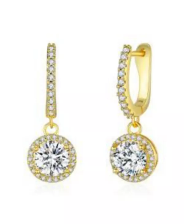 

Серьги-Кольца с U-образной подвеской и прозрачным кубическим цирконием Rachel Glauber, gold