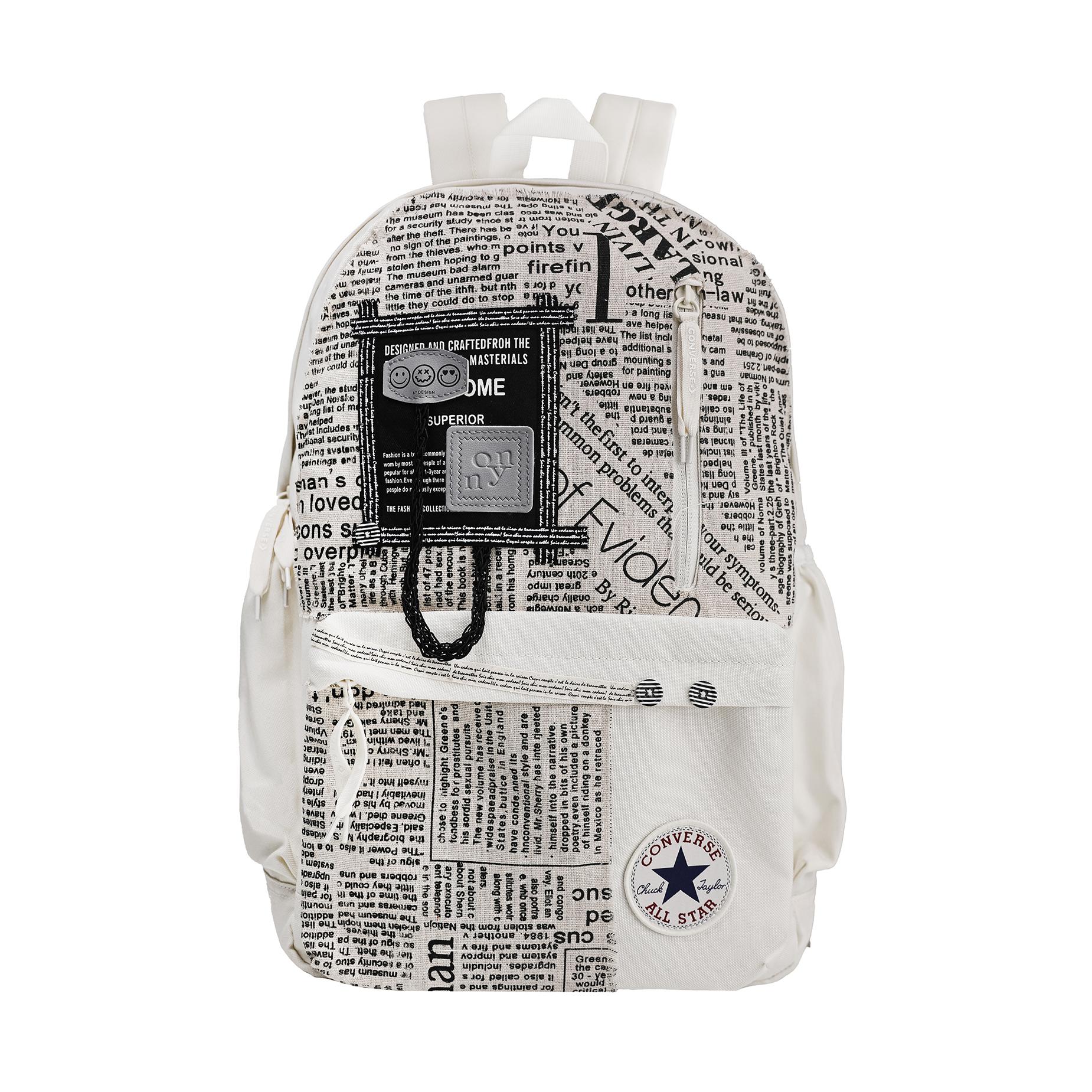 

Converse Полиэстеровый рюкзак средний унисекс разноцветный, Black Bag Newspaper
