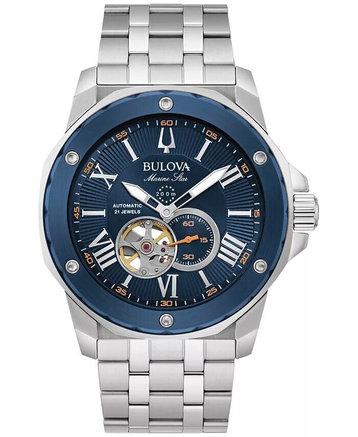 

Мужские автоматические часы Marine Star из нержавеющей стали с браслетом 45 мм Bulova