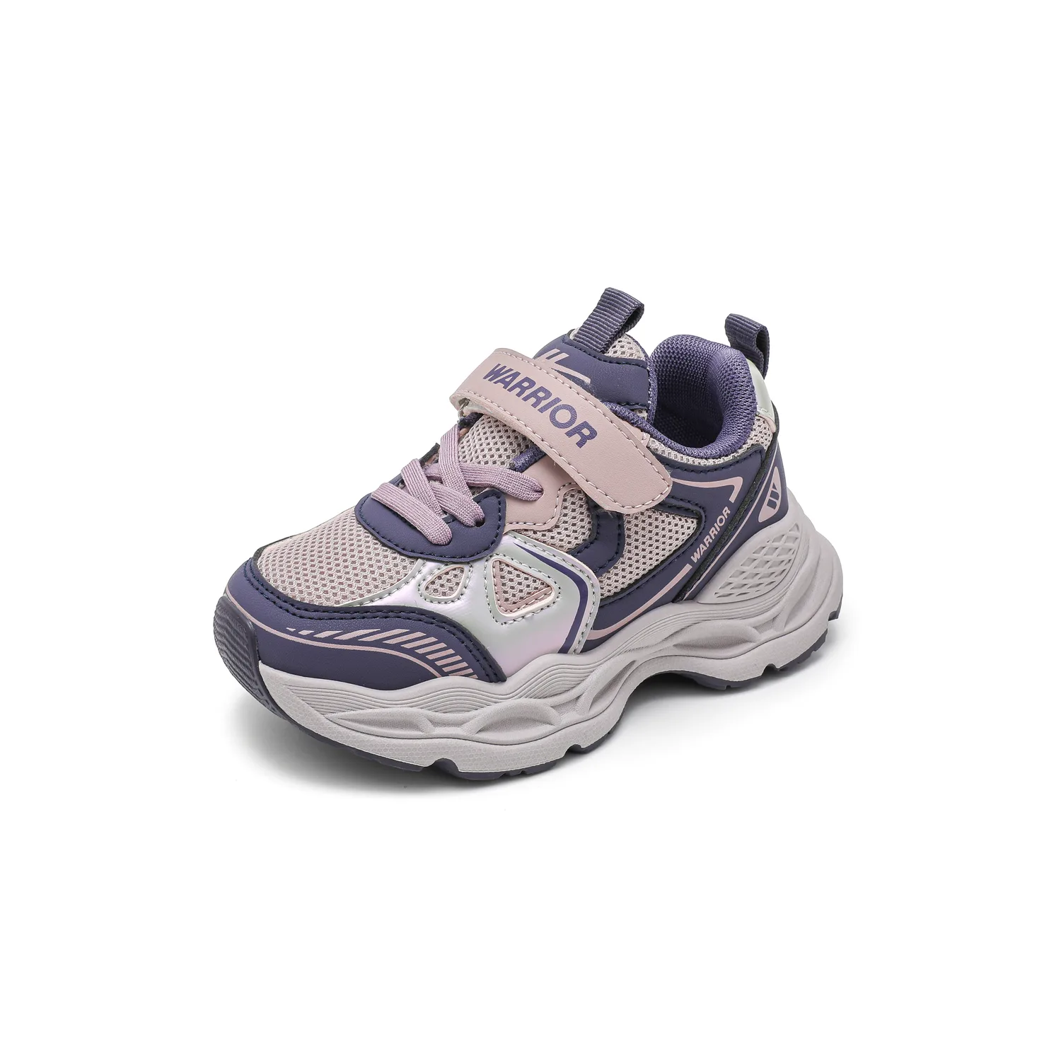 Детские спортивные туфли Synthetic Leather Slip Resistant Anti Kick Lightweight Cushioning Low top Casual WARRIOR, розовый/бежевый/taro фиолетовый — фото 3