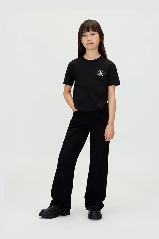 Детская хлопковая футболка Calvin Klein Jeans, черный — фото 3