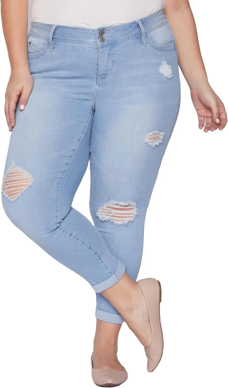 

Royalty for Me Women's Plus Size Wannabettabutt джинсы с отворотами и двумя пуговицами