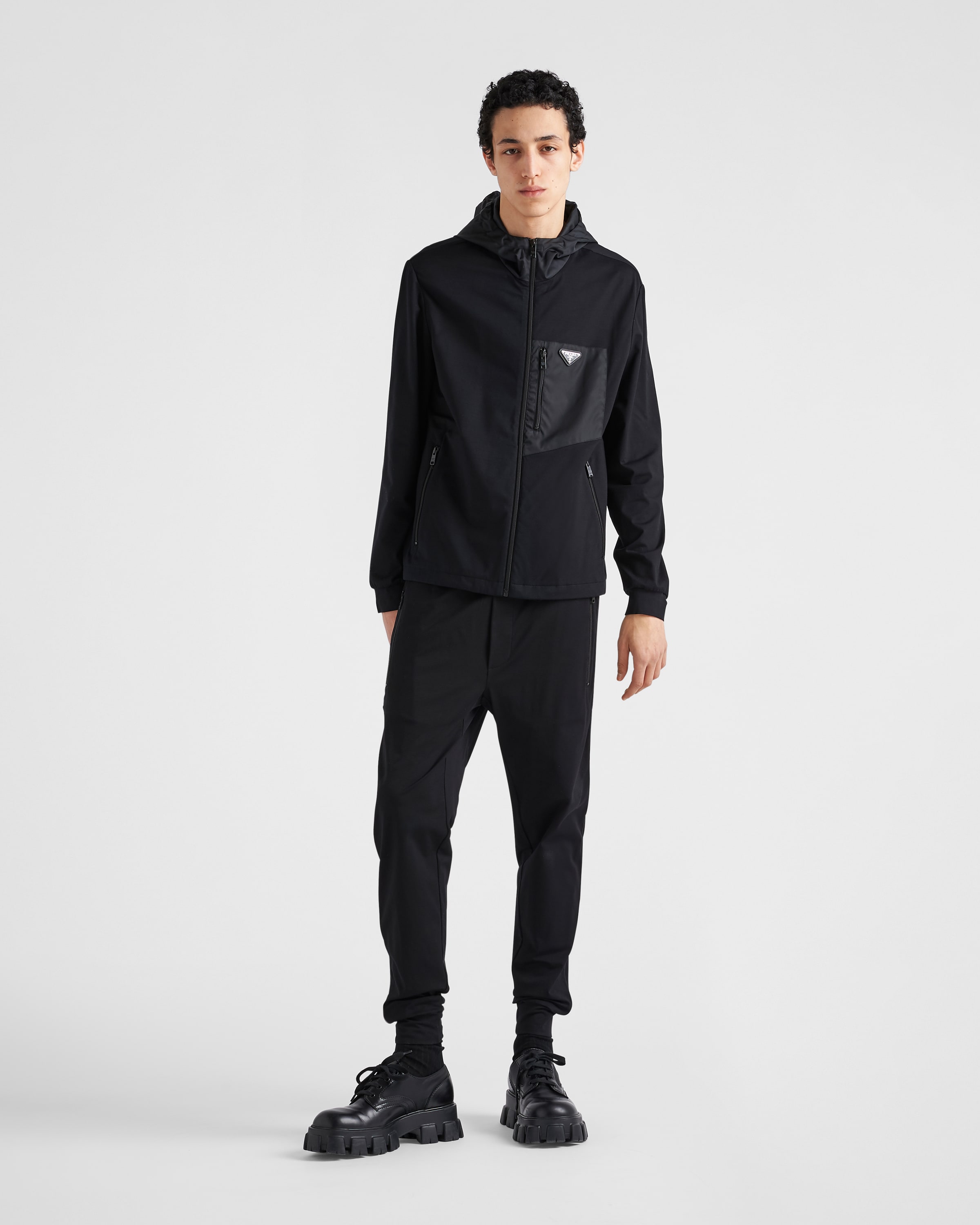 Кардиган из технического хлопка и Re-Nylon Prada, черный — фото 2
