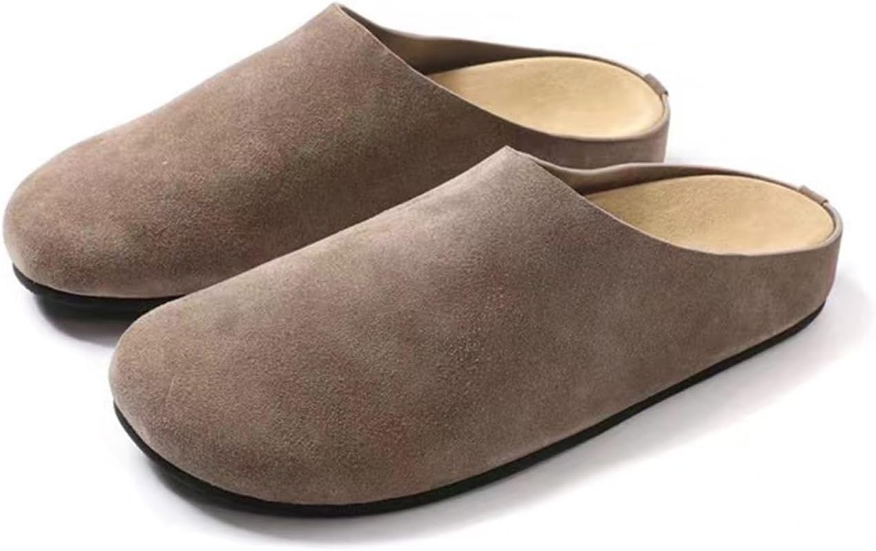 

Женские сабо Kubbon Suede, мужские сандалии с поддержкой свода стопы, мягкая пробковая стелька, кожаные мюли с круглым носком, удобные сабо на каждый день, домашняя и уличная обувь, хаки