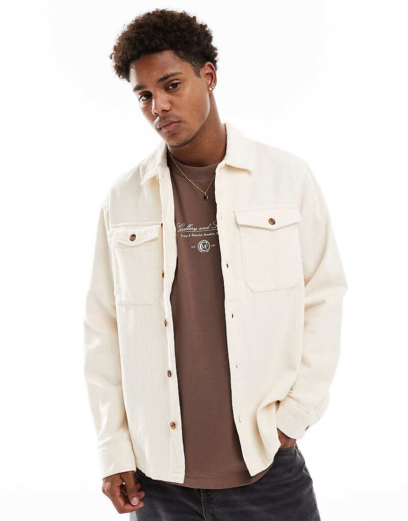 

Jack & Jones – рубашка Oversize из шнура цвета экрю