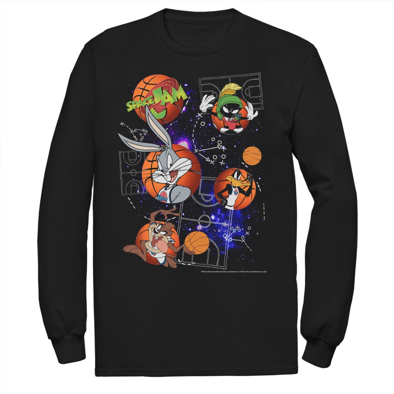 

Мужская футболка Looney Tunes Space Jam Group Shot с баскетбольными эскизами Licensed Character
