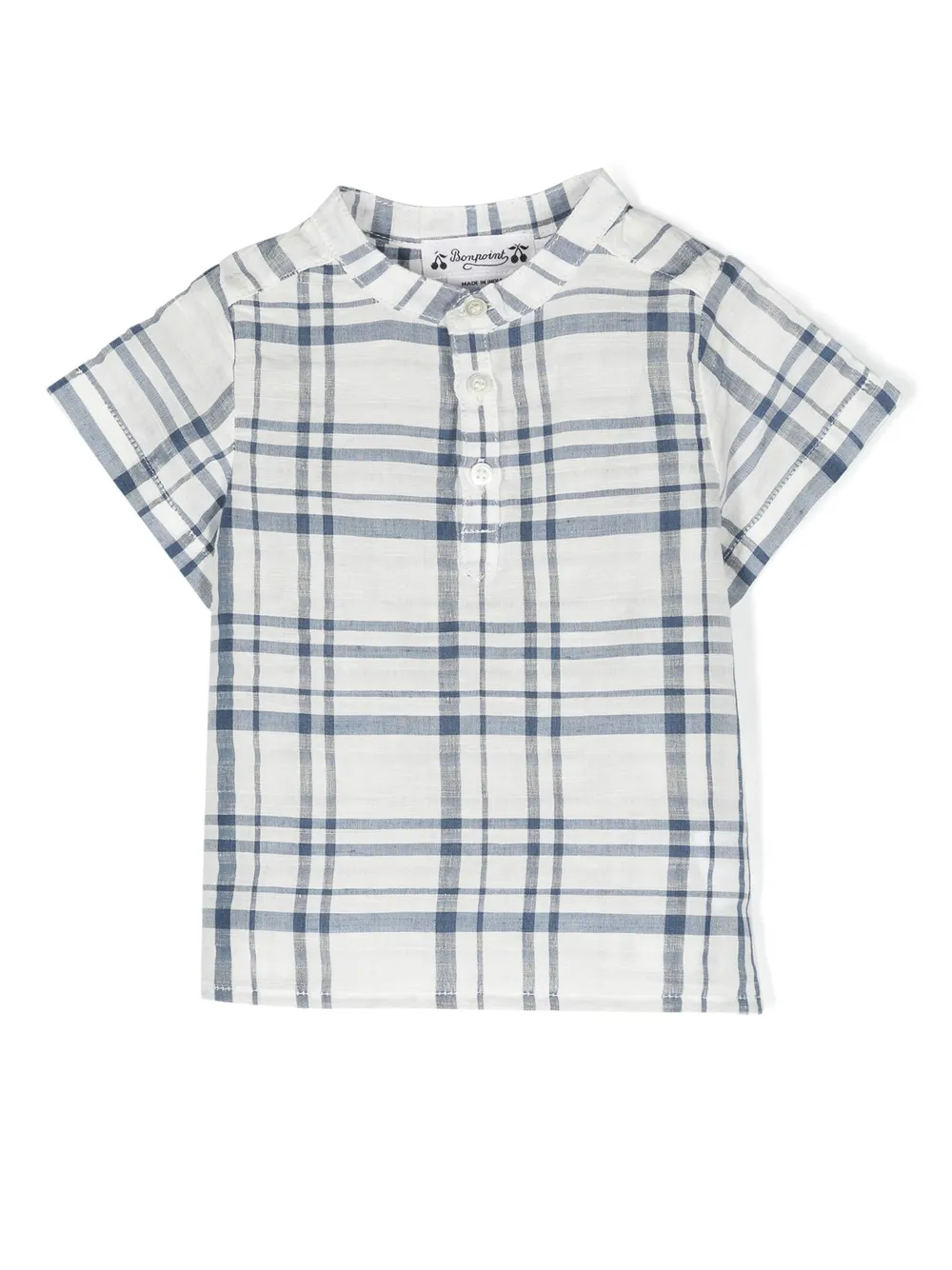 

Клетчатая рубашка с короткими рукавами Bonpoint, белый