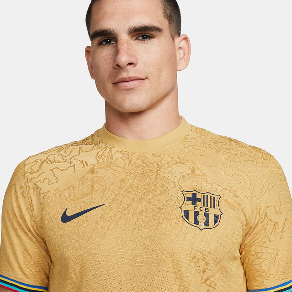 Футболка fc barcelona 22 23 dri fit adv матч выездная футболка Nike, желтый — фото 2