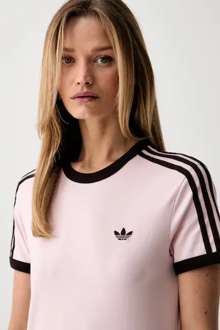 Платье миди из трикотажа Adidas Originals, розовый — фото 4