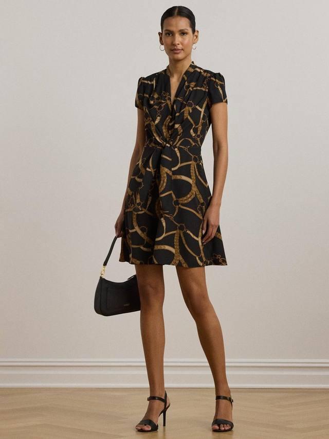 

Платье-мини с короткими рукавами Lauren Makeda Ralph Lauren, Black/Tan