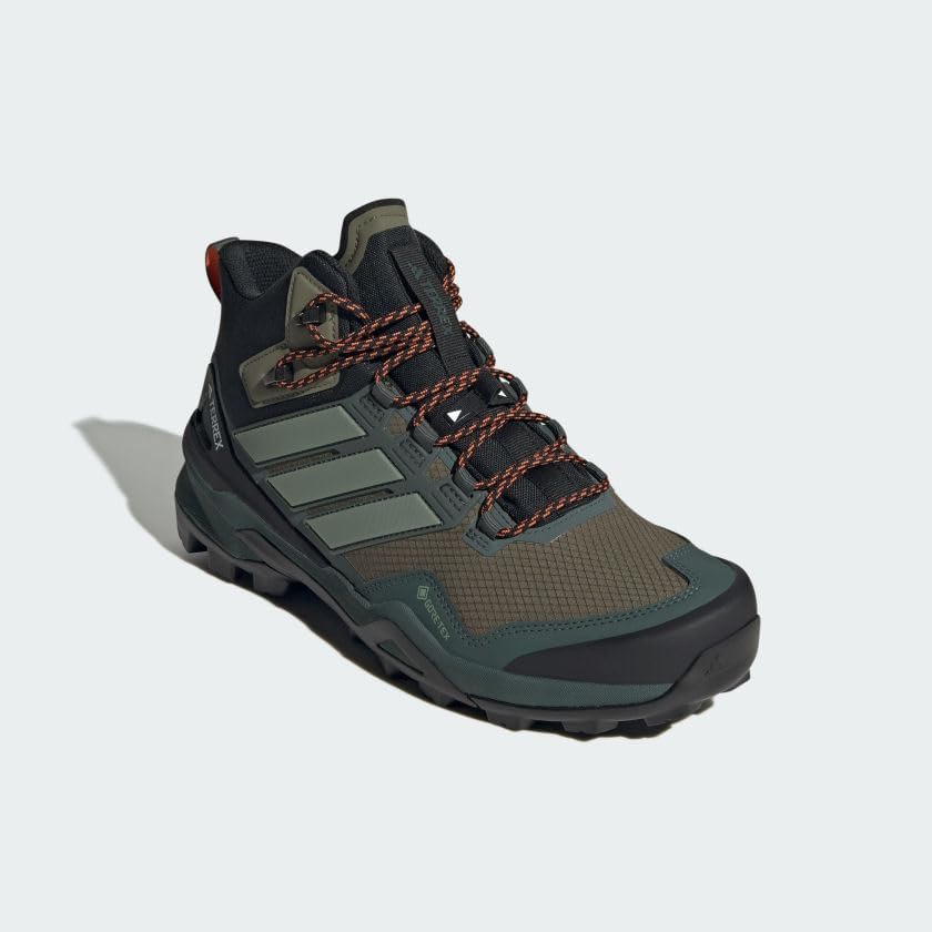 Мужские походные ботинки Adidas Terrex Skychaser Gore-tex средней высоты, черный/зеленый/оливковый — фото 4
