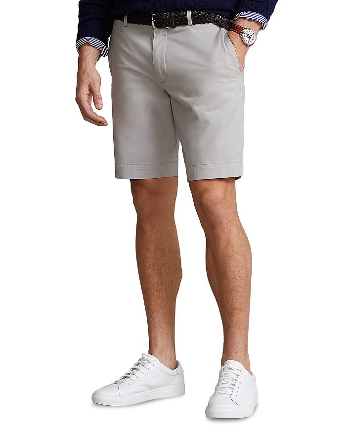 

Хлопковые эластичные укороченные чинос Slim Fit, 9 дюймов Polo Ralph Lauren, серый