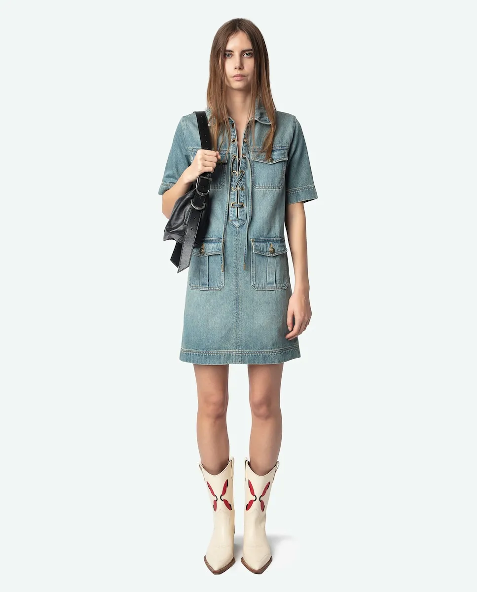 

Рекордное джинсовое платье с короткими рукавами Zadig & Voltaire, голубой