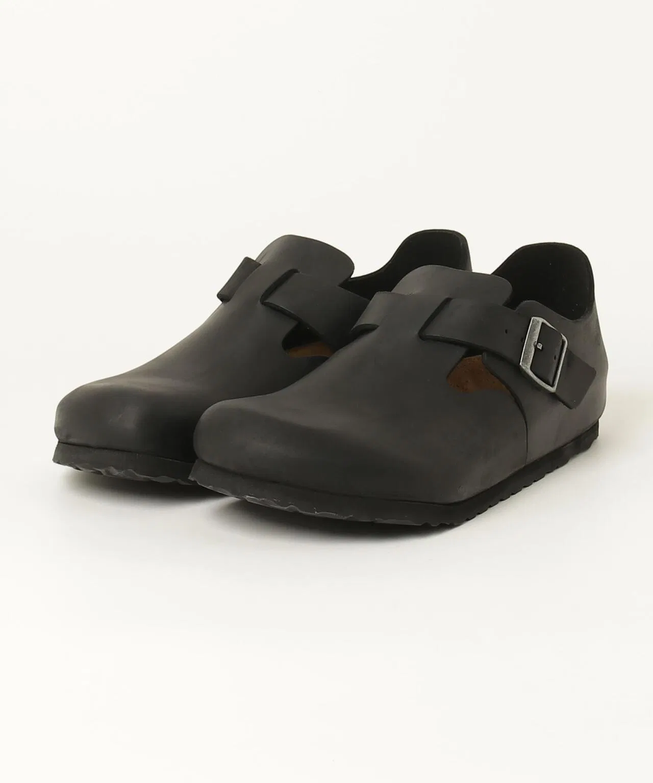 Мужские кожаные сандалии Birkenstock London с закрытой пяткой чёрные