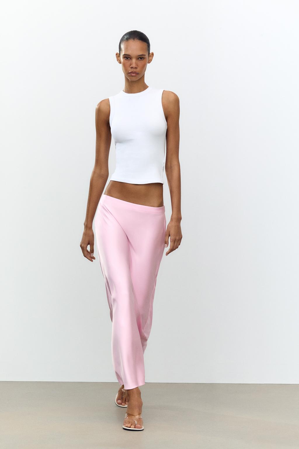

Атласная юбка миди ZARA, цвет Pink/Mauve