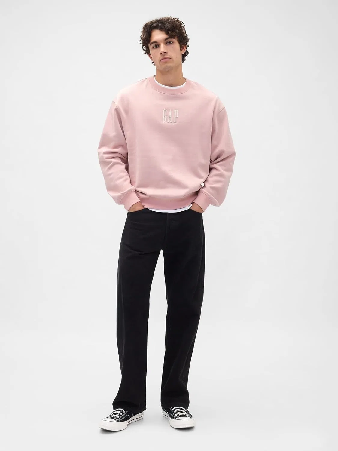 Толстовка GAP Men's Logo Crewneck Fleece, розовый — фото 3