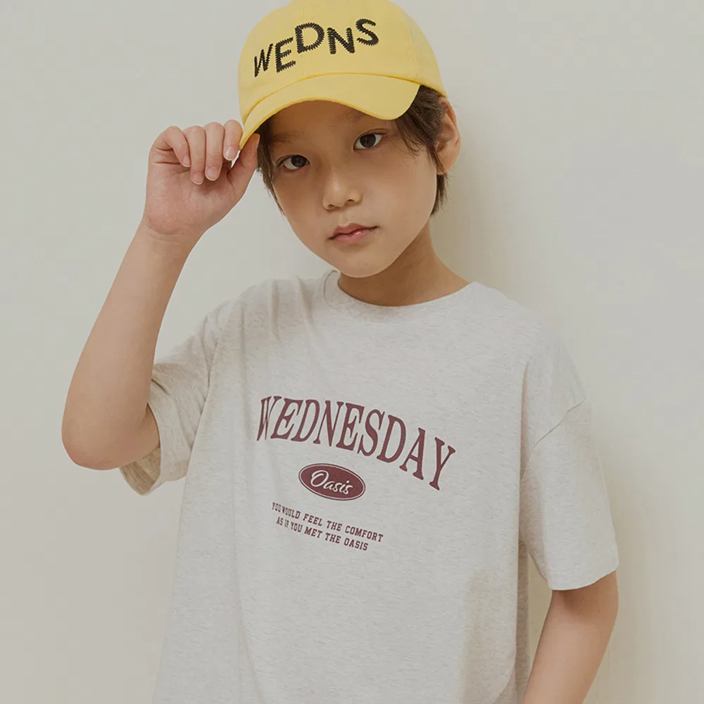 Детская футболка Wednesdayoasis Kids Signature Half, цвета овсянки — фото 4