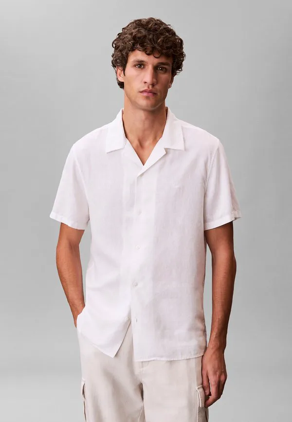 Рубашка с отложным воротником, однотонная, классная Calvin Klein, Brilliant White
