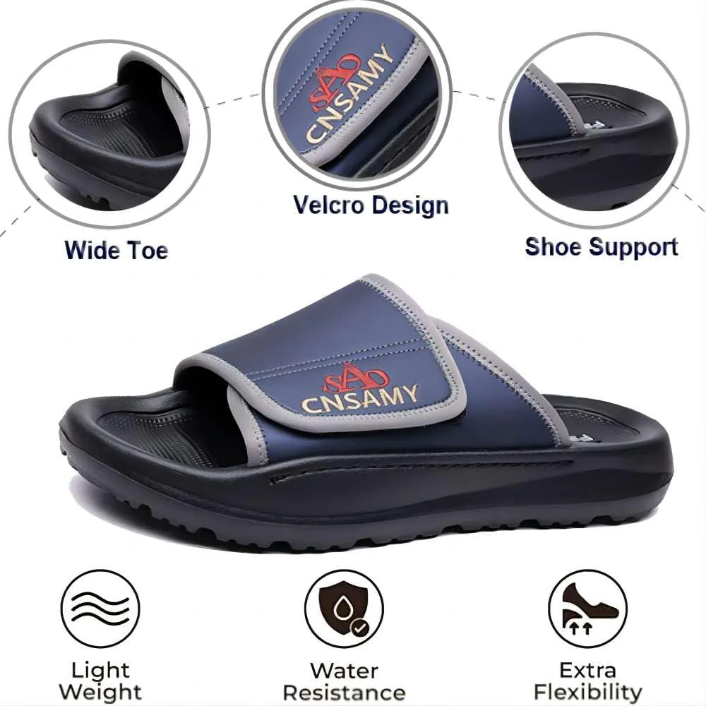 Asifn Men's Cushion Сандалии Легкие противоскользящие мягкие уличные ручные регулируемые повседневные слип-он для лета, синий — фото 2