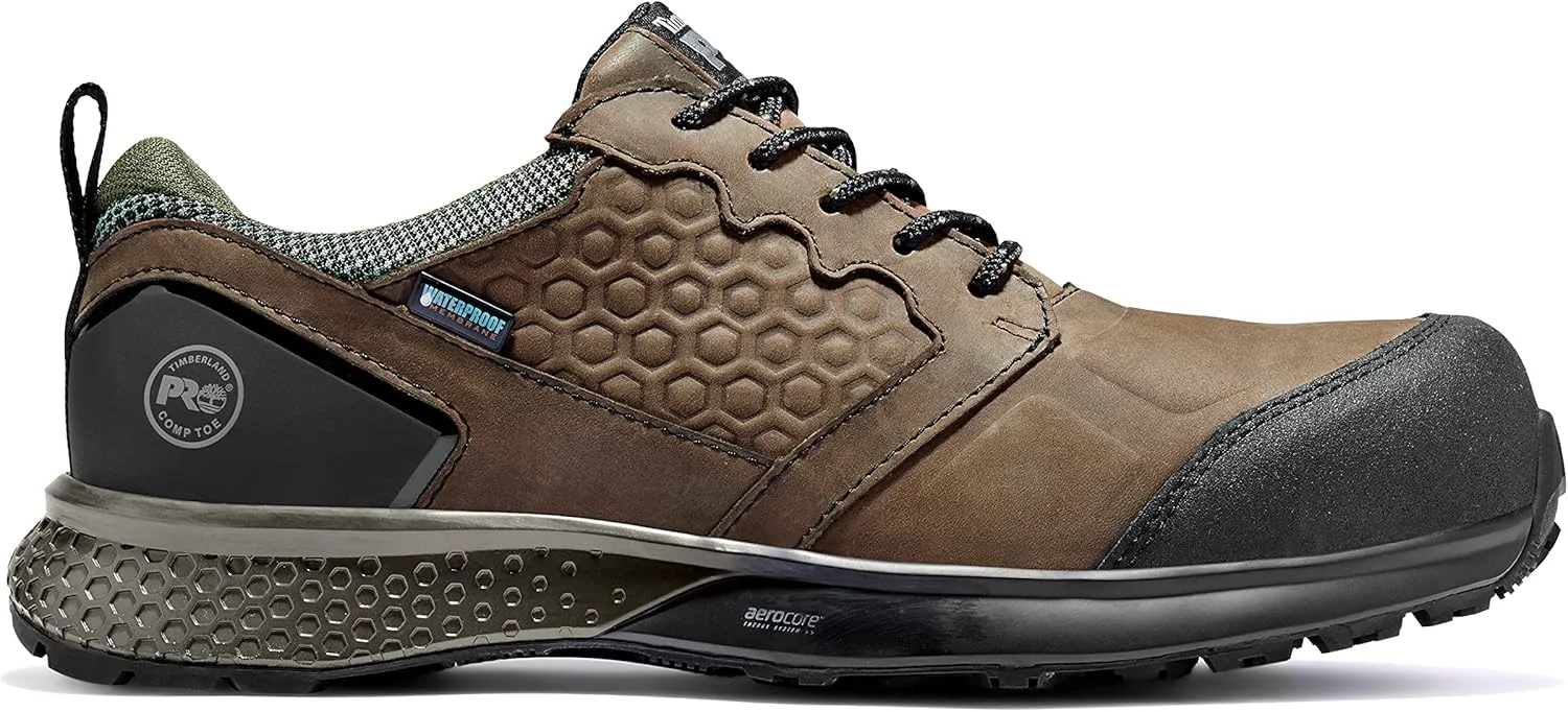 Мужские рабочие ботинки Timberland PRO Reaxion с композитным защитным носком, водонепроницаемые, индустриальные походные, коричневый/зеленый — фото 4