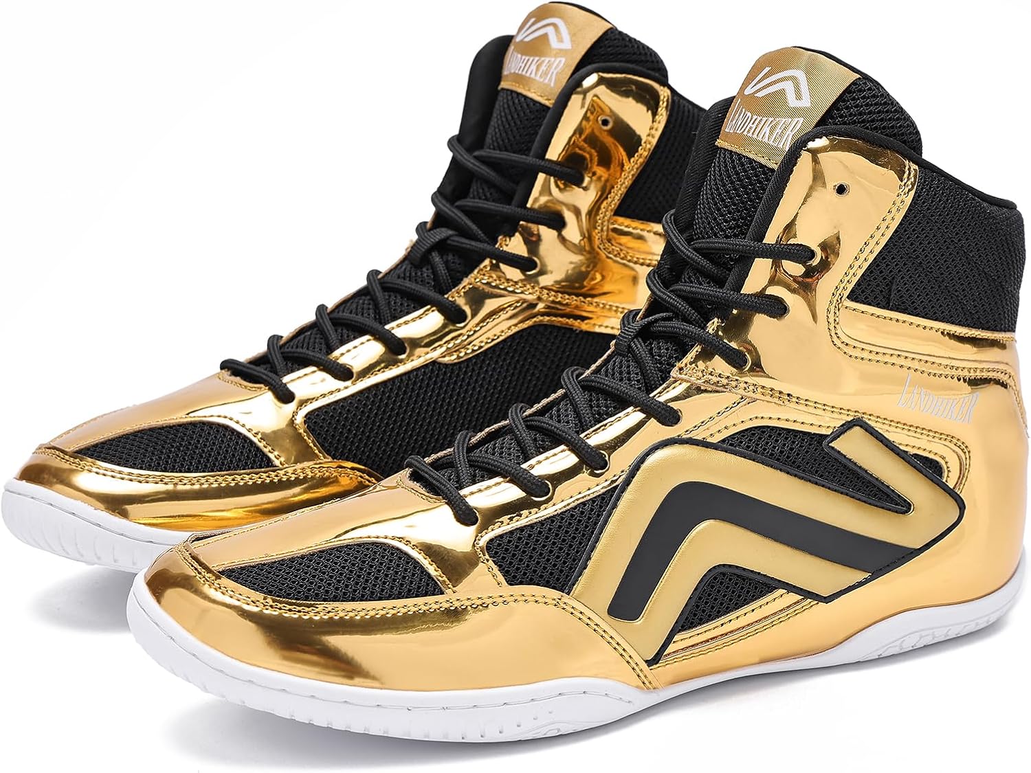 

Борцовки для мужчин Боксерки для мужчин Борцовские ботинки Высокие кроссовки для фитнеса, тяжелой атлетики и пауэрлифтинга Легкие, с нескользящей подошвой, дышащие Hikldk, золотой