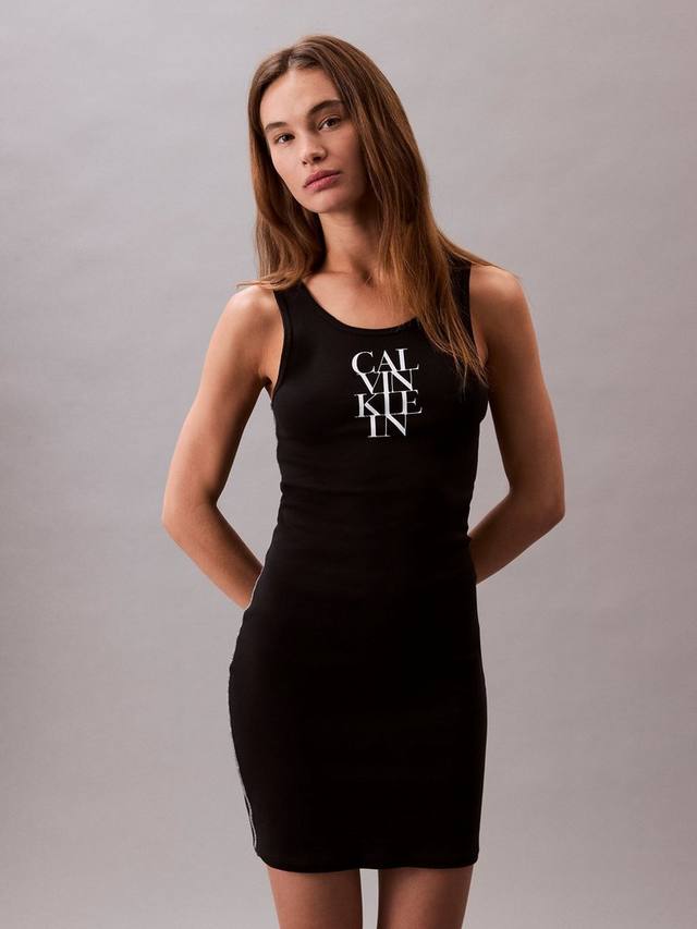 

Рибленое мини-платье-майка из хлопка Calvin Klein