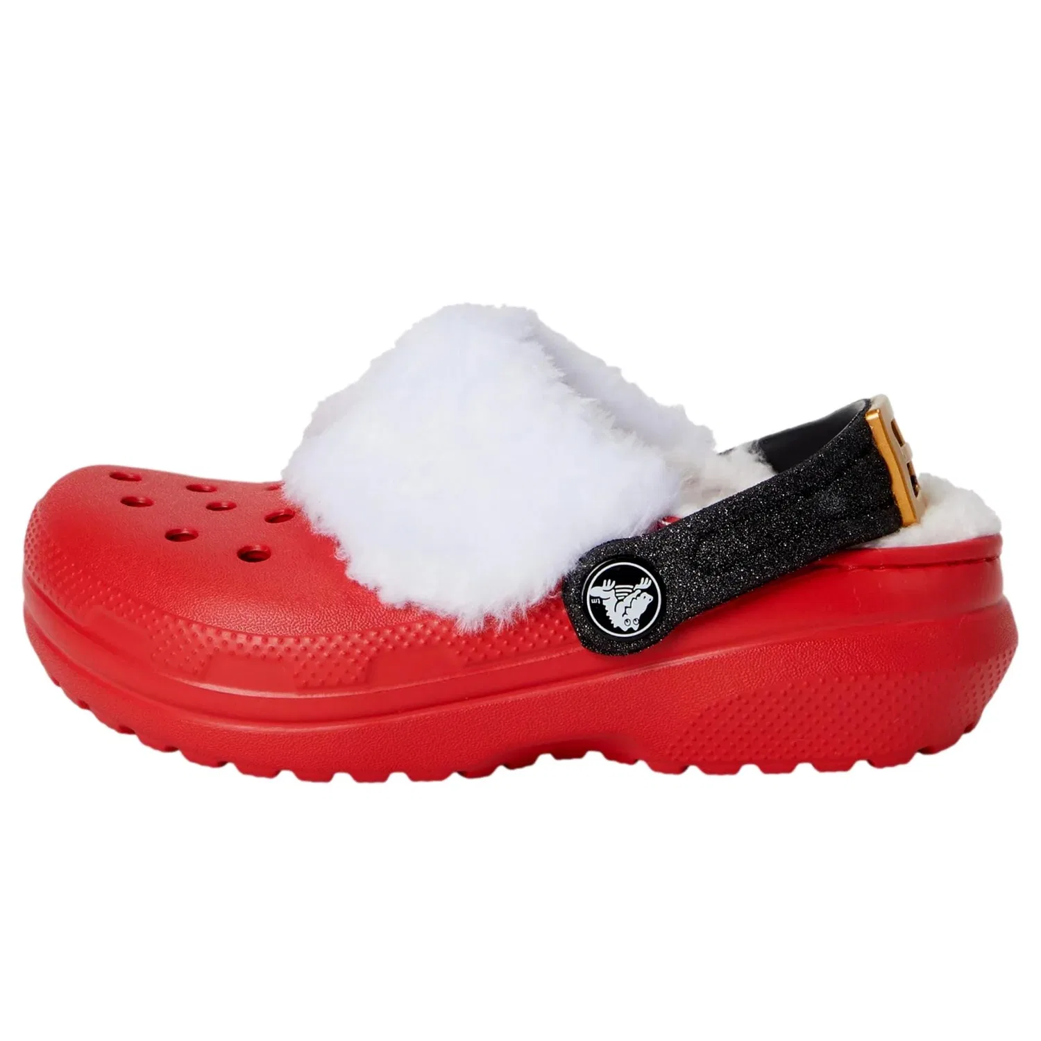 Детские сабо Crocs с подкладкой "Санта" красно-белые 210932-6WE