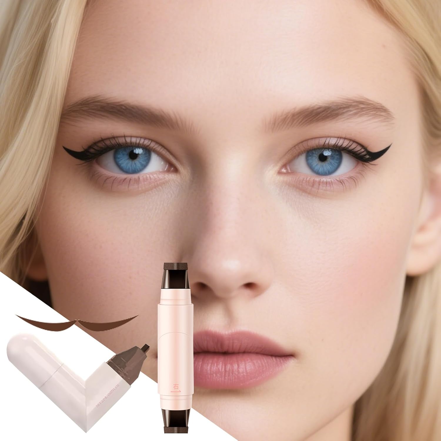 Подводка для глаз Eye End Wing Stamp с двумя наконечниками, без бренда, коричневая — фото 3