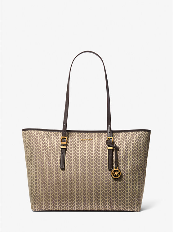 

Большая сумка-тоут из жаккарда с логотипом Quinn mk2000 Michael Kors, бежевый
