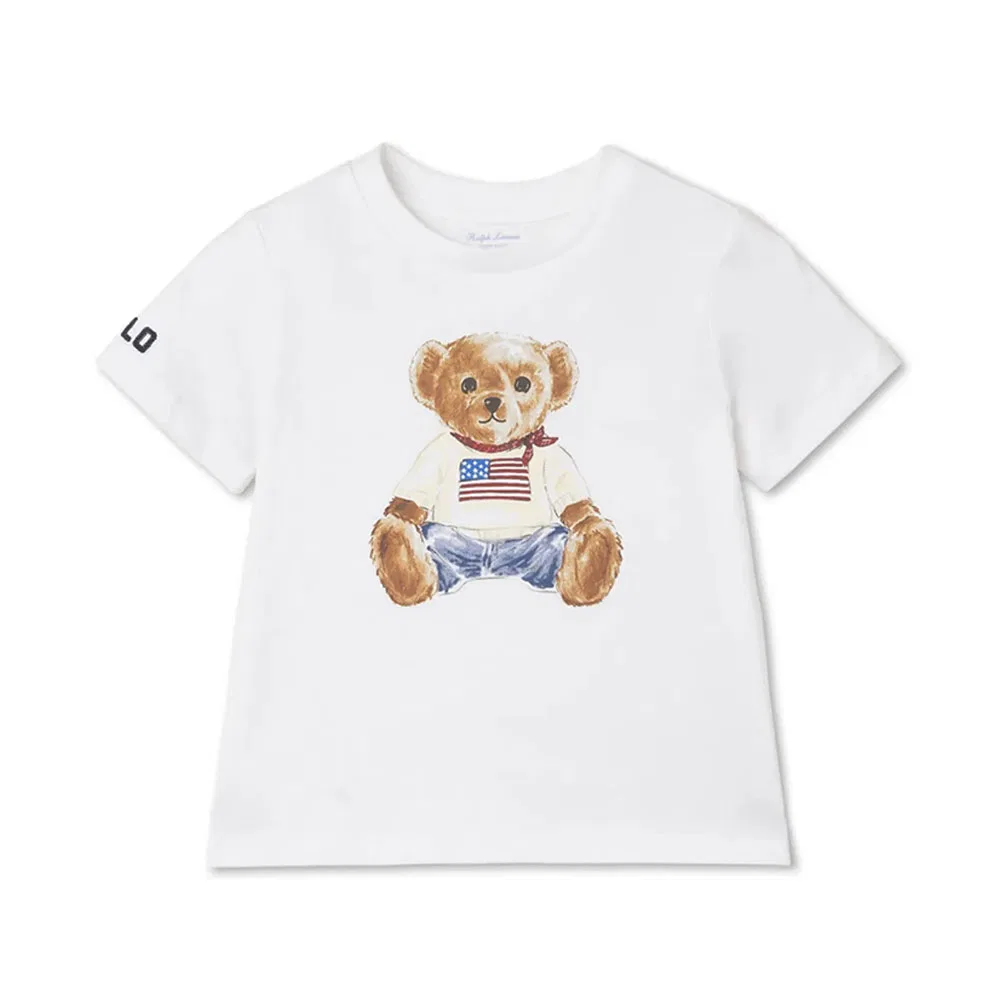 Детская футболка Polo Bear из хлопкового джерси белая от Polo Ralph Lauren Children