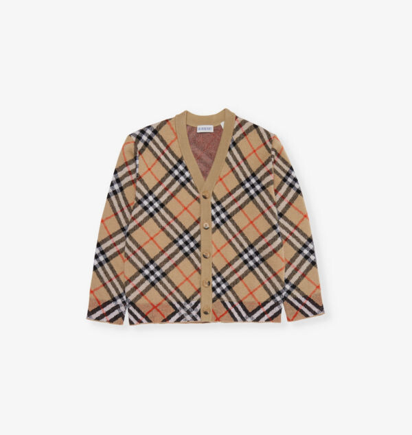 

Шерстяной кардиган в клетку Graham 4-14 лет Burberry, желтый