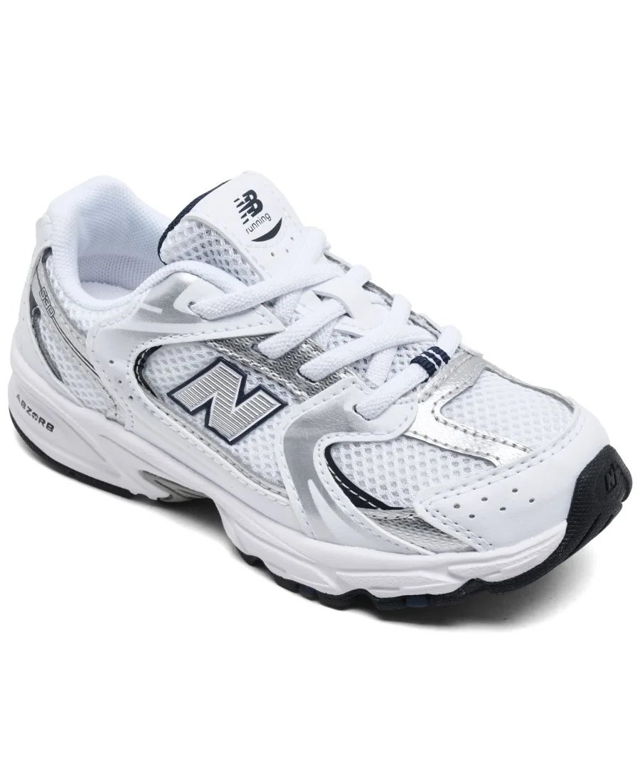 Детские кроссовки на шнуровке 530 Stretch от Finish Line New Balance, белый, темно-синий