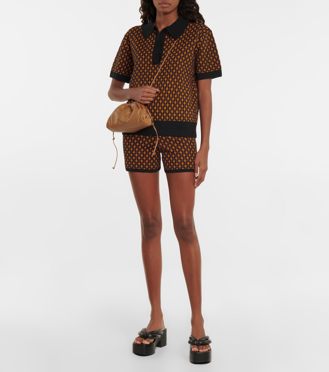 Жаккардовые шорты из смесовой шерсти Dries Van Noten, черный — фото 2
