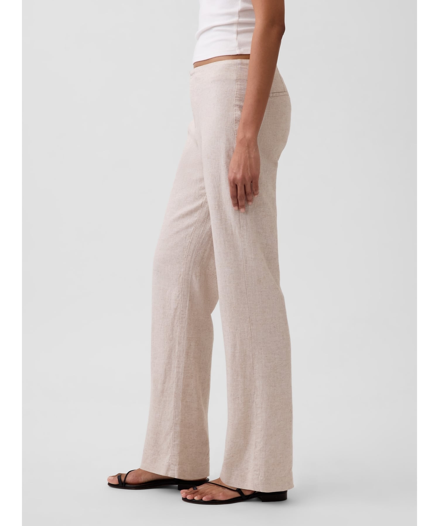 (W) ЛЬНЯНЫЕ БРЮКИ С НИЗКОЙ ПОСАДКОЙ GAP, FLAX_LINEN