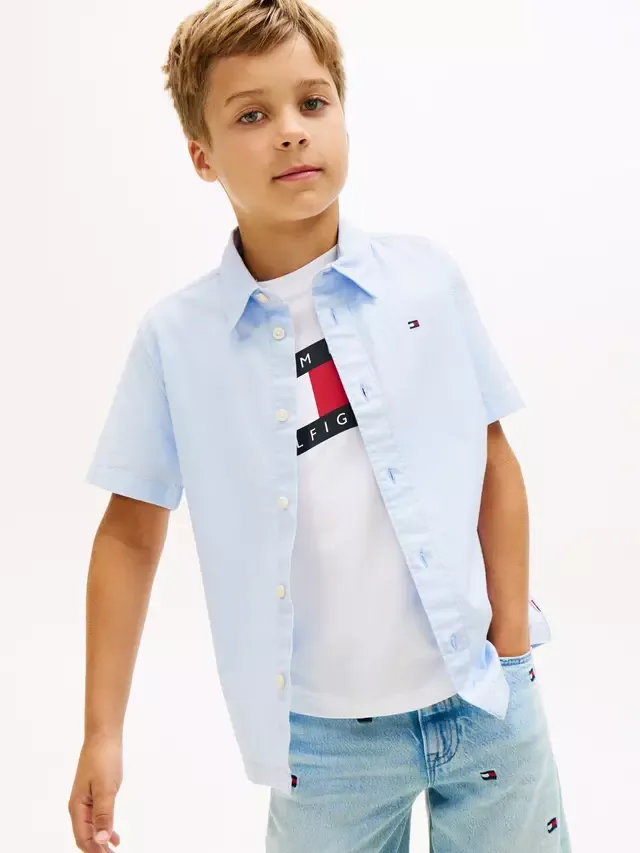Классическая детская футболка с коротким рукавом, синяя Tommy Hilfiger