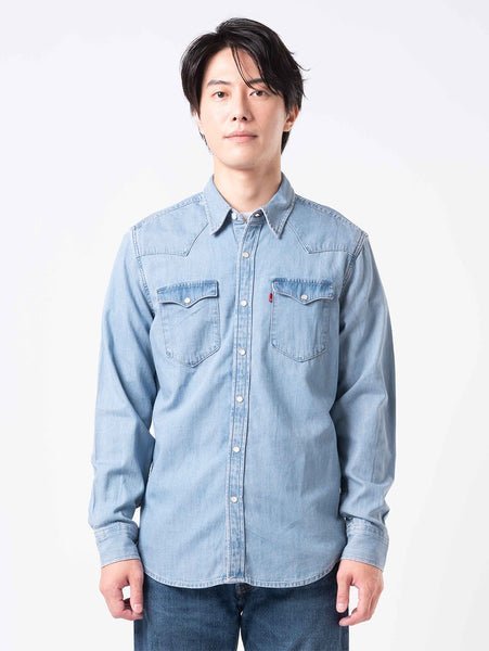 Классическая рубашка в западном стиле Levi's, Medium Indigo - Flat Finish