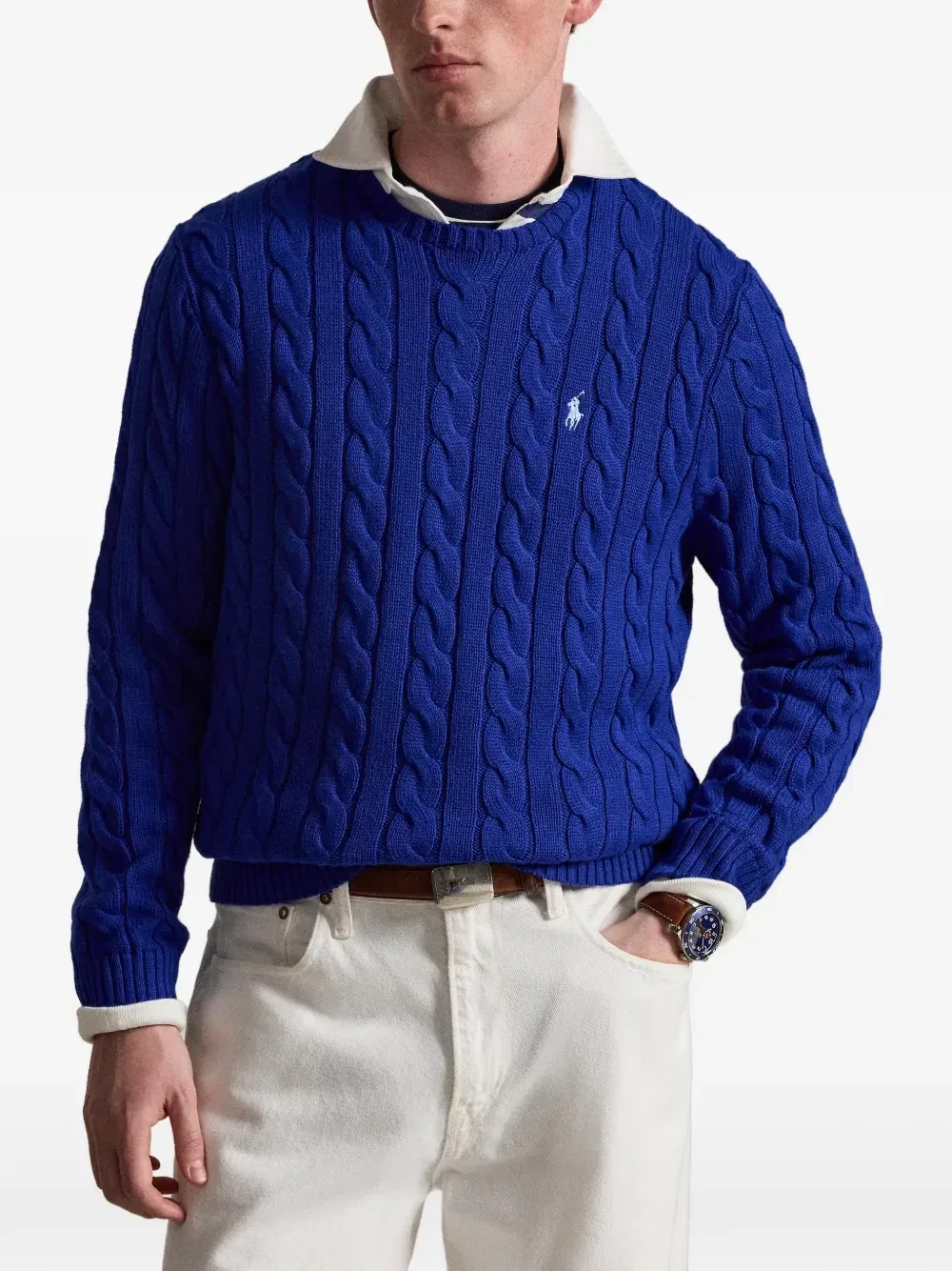Свитер Polo Ralph Lauren Cable-knit Pony, синий — фото 3