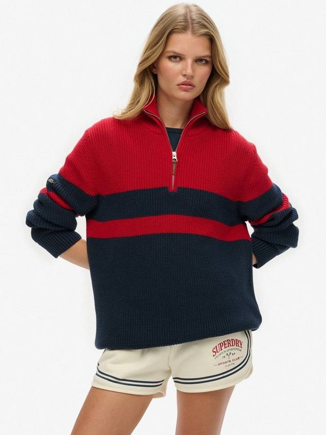 

Оверсайз классический джемпер с полумолнией в полоску Superdry