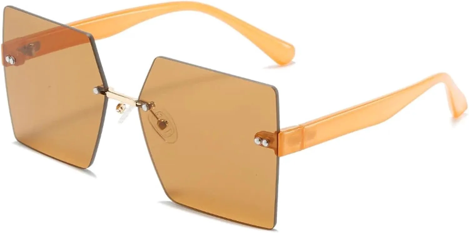 

Модные солнцезащитные очки класса люкс без оправы для женщин и мужчин, для активного отдыха, путешествий, вождения, защиты от солнца UV400 TKKTLLT, Tea Tea