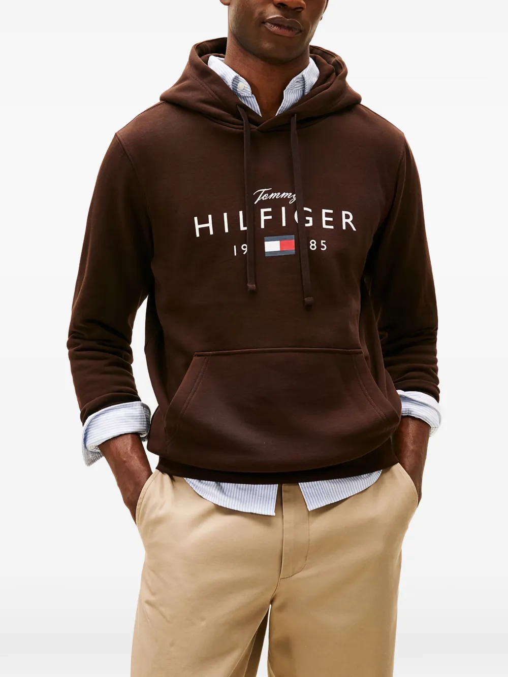 Толстовка с логотипом на груди Tommy Hilfiger, коричневый — фото 3
