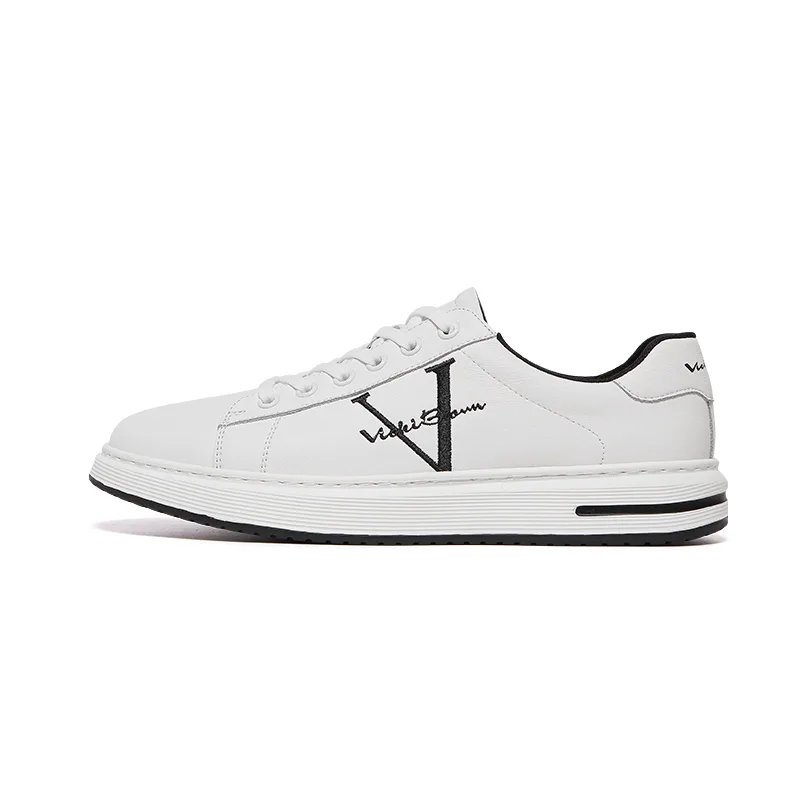 Кроссовки скейтерские мужские low top из кожи коровы VICKI BROWN, белый черный