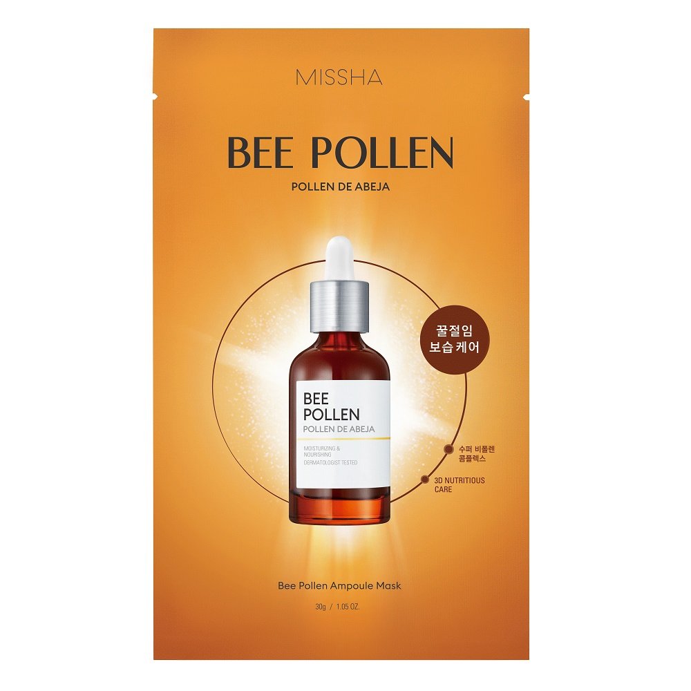 

Missha, Bee Pollen Ampoule Mask, Питательная тканевая маска, 30 г