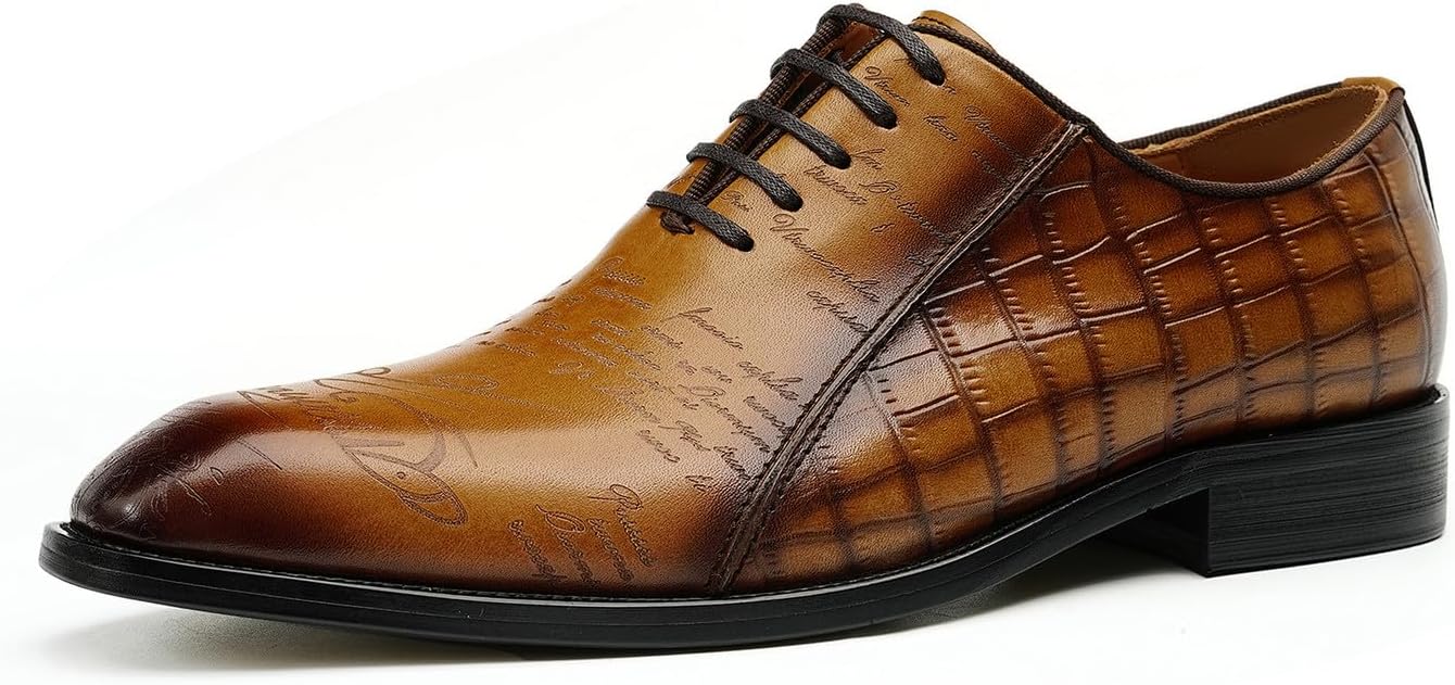 

Мужские оксфорды Santimon, кожаные дерби, модные деловые туфли для выпускного, клетчатые, смокинговые, свадебные и повседневные прогулочные дерби для мужчин, Tan