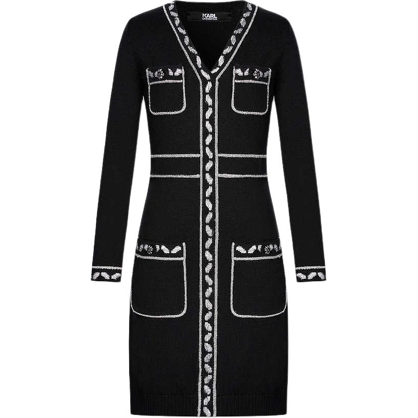 

Длинное платье с длинными рукавами KARL LAGERFELD черное KARL LAGERFELD/Karl Lagerfeld Jeans, черный