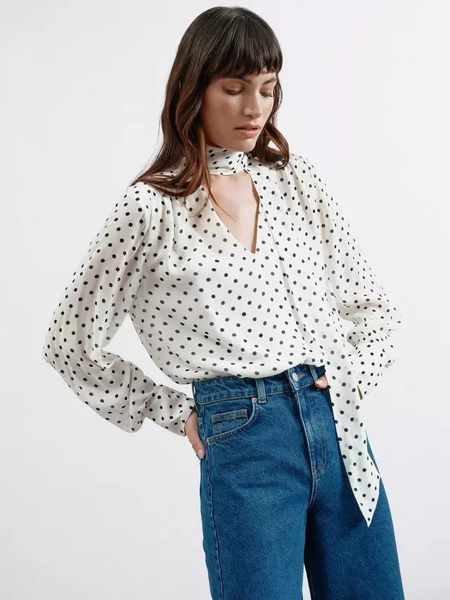 

Топ Albaray Spot Tie Front, цвет cream/black