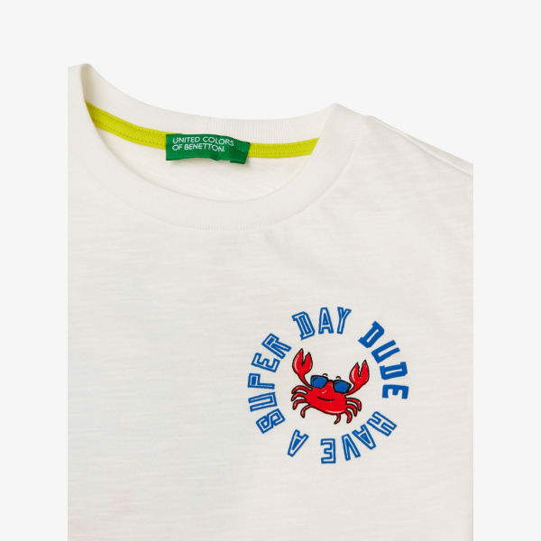 Футболка Benetton Graphic-Print, белый — фото 2