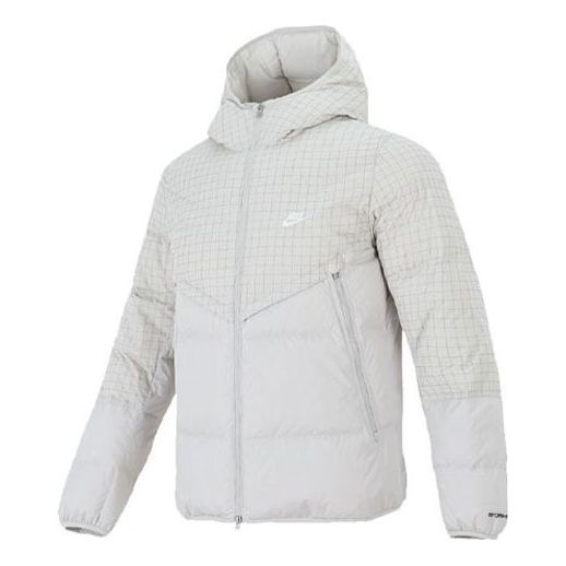 

Пуховик Nike Plaid Splicing Sports Stay Warm hooded down Jacket White, белый